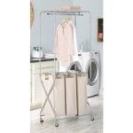 Whitmor detachable hanger bag, tan, three-tiered laundry center